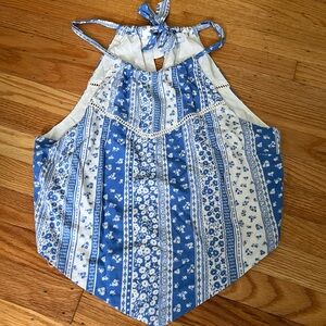 Lost + Wander top, blue and white color